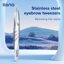 LLANO Colorful Tweezer For Eyebrow And Fine Hair , Hair Remover Hairs Puller, Stainless Steel Makeup Tools/Silver Straight Tip