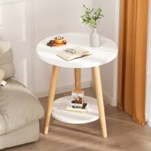 现代简约双层茶几客厅边桌多功能开放式收纳架床头柜沙发桌实木腿简易组装