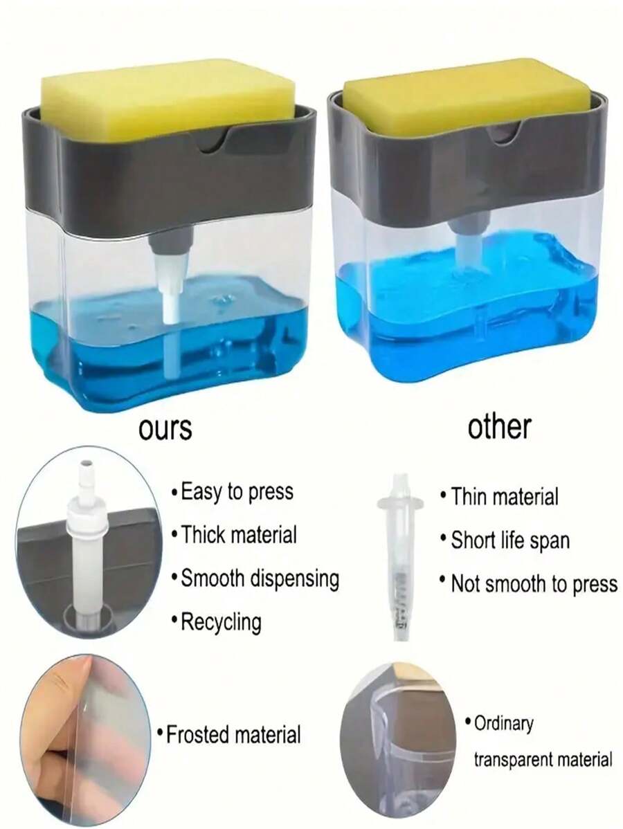 1PC 2 In 1 Plastic Kitchen Soap Dispenser With Sponge Holder And 