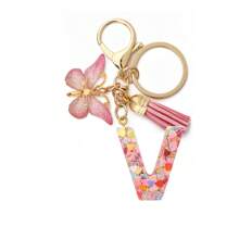 1pc Women's Boho Fashionable Pink Glittery Heart Shaped & English Letter Keychain With Tassel & Butterfly Design, Heart Shape Glitter, Crystal, Tassel And Butterfly Pendant Car Hanging Pendant Women Gift, Wallet And Handbag Accessories For Couple, Mother, Valentine's Day, Friends As Gift, Bag Pendant - Рожевий - Переглянути 31