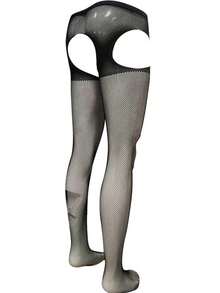 性感网眼镂空透视丝袜男士内衣紧身裤 - 黑色 - 查看 5