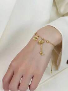 1pc Stainless Steel Luxury Creative New Chinese Style Double-Sided 'Fu' Charm Bracelet, Lightweight Exquisite Minimalist High-Quality Titanium Steel Jewelry For Women - Gourd Bracelet With Chinese Character "Fu" - View 30