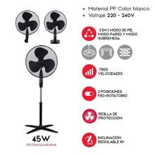 TIENDA EURASIA Ventilador 3 en 1, Multifunción, Silencioso, 3 Velocidades, 45W, Ø43x125 cm (Negro). Entrega 24/48h a España Peninsular