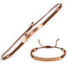 1 pièce Bracelet corde tressée fait main personnalisé, bracelet en pierre gravé personnalisé, convient pour le port quotidien, l'anniversaire de couple, la Saint-Valentin, l'anniversaire, les festivals, cadeau de couple de la Saint-Valentin, argent, stylé, coloré, vintage, simple, unisexe, décontracté, mignon, personnalisé, unique, idéal pour lui, idéal pour elle, elle, petit ami, petite amie, papa, maman, famille, amis, pour les anniversaires, pour les anniversaires, pour la remise des diplômes, pour le bal de promo, pour la fête, cadeaux pour la fête des mères
