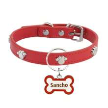 Collare in pelle personalizzato per cani con targhetta a forma di osso, con nome dell'animale domestico e numero di telefono inciso su entrambi i lati, decorazione in metallo con impronta anti-smarrimento, accessorio di moda per cani e gatti, regalo ideale per animali domestici piccoli e medi, ornamentale, inciso, in acciaio inossidabile, elegante, alla moda, colorato, vintage, carino, compatto, simpatico, personalizzato, unico, personalizzato, per anniversari, per compleanni