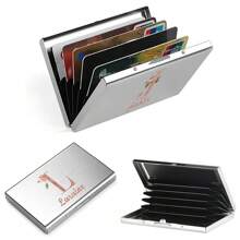 1pc Customized Slim Card Case Personalized Custom Name Rose Gold Initial Name A To Z Pattern Wallet ID Bank Credit Card Holder Minimalist Thin Aluminium Metal Wallets Bank Card Box Personal Tailor RFID Women Purse Men Metal Card Holders Organizer Valentines,Purses And Bags Women - Silver - View 3