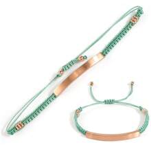 1 pièce Bracelet corde tressée fait main personnalisé, bracelet en pierre gravé personnalisé, convient pour le port quotidien, l'anniversaire de couple, la Saint-Valentin, l'anniversaire, les festivals, cadeau de couple de la Saint-Valentin, argent, stylé, coloré, vintage, simple, unisexe, décontracté, mignon, personnalisé, unique, idéal pour lui, idéal pour elle, elle, petit ami, petite amie, papa, maman, famille, amis, pour les anniversaires, pour les anniversaires, pour la remise des diplômes, pour le bal de promo, pour la fête, cadeaux pour la fête des mères