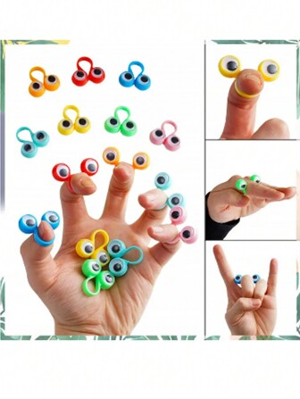 BELLKIDS 5/15 Stücke Ring Requisiten, große, mittlere, kleine Größen, bunte Fingerkuppen, Lesen Requisiten, interaktive Spiel Requisiten, große Augen Fingerringe, Klassenzimmer, Familie, Partyspiele, Geschenke