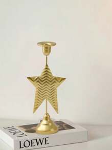 1 pieza Soporte de vela con estrella dorada romántica - Perfecto para el Día de San Valentín, Navidad, decoración, regalo ideal para amigos, recién casados, decoración del hogar para la sala de estar, mueble de TV y entrada