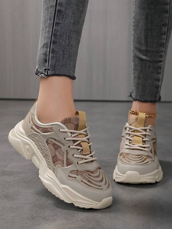 بوت رياضية جلديه ملونة للنساء، بوت رباط وسيطة ثقيلة الجزء الأمامي، بوت رياضية خفيفة الوزن ومنفذة للهواء للنساء، بوت رياضية خارجية للنساء، بوت جري مريحة كاجوال للنساء