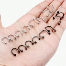 32pcs Lip Rings Jewelry Lip Bar, Snake Bite Piercing 16g Spiral Earrings, Daisy Ear Cuff Cartilage Earrings, Surgical Steel Piercing Jewelry Unisex