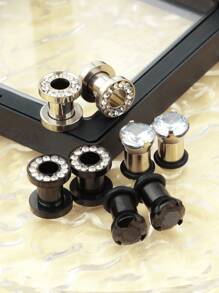 8 pièces/4 paires d'écarteurs d'oreilles en acier inoxydable et zircone double évasé de 4 mm à 14 mm. Bijoux de perçage du corps hypoallergénique pour les peaux sensibles. Boucles d'oreilles, bijoux d'oreilles pour femmes, été, plage, mariage