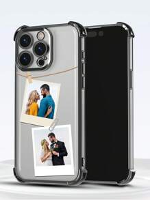 1 件可定制情侣照片厚电镀黑色防震 TPU 手机壳，DIY 图片定制，满足个性化需求！兼容 iPhone、Galaxy、Redmi、OPPO、Honor、Tecno Spark Go 2024、Infinix Smart 8、Moto G30