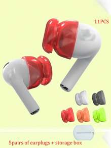 Transparent Jelly Earplugs Compatible With Apple Compatible With Airpods 1st/2nd Generation/3rd Generation Models, TPU Earplugs, Five Pairs + Storage Box,Travel Toiletry Bag Wash Bag Toiletry Travel Bag Makeup Storage Beach Beach Bag Vacation Holiday Essentials School Supplies Travel Essentials Ladies For College Dorm Bathroom