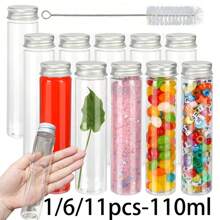 6/10/11 Large Plastic Test Tubes, 110 Ml 151 X 33 Mm, With Screw Cap, Transparent Flat Large Tube, With Lid, Good Seal, Suitable For Food Dispensing Bottles, Bath Salts Travel Dispensing Bottles, Candy Storage, Sensory Bottles, Party Gifts, Science Experiments - Multicolor - View 13