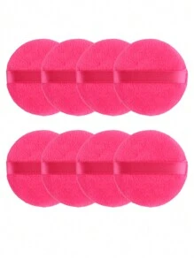 24件/15件/8件/3件植绒圆形化妆海绵，质地柔软蓬松，适用于面部和身体粉扑，混合套装化妆美容工具 - 玫紅色 - 查看 3