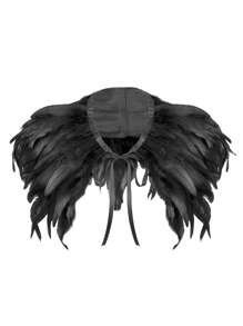 Women's Artificial Feather Shrug Cape Lace Shawl Collar Witch Cosplay Costumes For Halloween Carnival