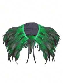 Women's Artificial Feather Shrug Cape Lace Shawl Collar Witch Cosplay Costumes For Halloween Carnival