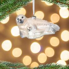 Every Day Is Christmas Glass Blown Ornaments Cute Hand Made Figurines Tree Decoration (Seals Of 2)