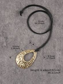 1 件女式波西米亚风不对称圆形水钻吊坠项链，金色星形合金配黑色绳，日常佩戴的休闲珠宝