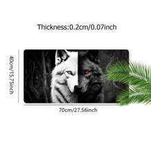 黑白狼图案鼠标垫，艺术设计，游戏桌垫，办公桌配件，缝边防滑，超大尺寸，橡胶底座，35.4x15.7英寸，电竞键盘垫，适用于办公室、家庭、返校季游戏，办公桌配件，办公用品，办公桌配件，鼠标垫，桌面鼠标垫 - 彩色 - 查看 9