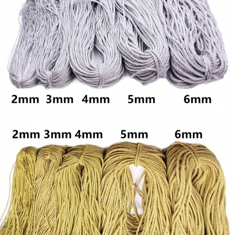 4 Meters/Lot 2 3 4 5 6mm Silver Braided Cord Gold Handle Strap Diy Handle Rope For Gift Bags Making Accessories - Gold and Silver Rope, 4 Meters/pack - View 1