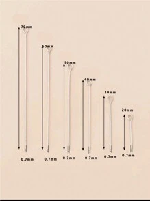 100 件金色、50 件钢、9 件不锈钢 T 形别针、球形别针、尺寸 20-50 毫米、不褪色、可弯曲和可切割，适用于 DIY 手链、项链、耳环、珠宝、手工珠宝配件材料、珠宝制作别针