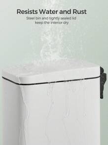 SONGMICS Bathroom Bin, 10L Small Bin With Lid, Pedal Toilet Bin, Slim For Small Spaces, Steel, Soft Close, White - White - View 2