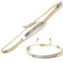 1 pièce Bracelet corde tressée fait main personnalisé, bracelet en pierre gravé personnalisé, convient pour le port quotidien, l'anniversaire de couple, la Saint-Valentin, l'anniversaire, les festivals, cadeau de couple de la Saint-Valentin, argent, stylé, coloré, vintage, simple, unisexe, décontracté, mignon, personnalisé, unique, idéal pour lui, idéal pour elle, elle, petit ami, petite amie, papa, maman, famille, amis, pour les anniversaires, pour les anniversaires, pour la remise des diplômes, pour le bal de promo, pour la fête, cadeaux pour la fête des mères