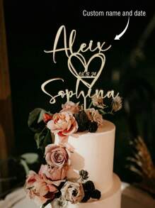 Decoración personalizada para pastel de boda con nombres de la pareja y fecha, decoración para pastel de boda Sr. y Sra., decoración para pastel de aniversario, multifuncional, ornamental, reutilizable, exquisita, elegante, de alta calidad, colorida, moderna, personalizada, única, regalo ideal para ella, novio, papá, novia, mamá, familia, amigos, salón de té, hogar, jardín, oficina, para aniversarios, para el Día de San Valentín, para el Día de la Madre, para cumpleaños, para el Día del Padre, para graduaciones, para bodas, para inauguración de casa, ambiente cálido, renovación otoñal del hogar