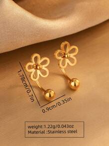 VceTd 2 件套 18K 镀金不锈钢可爱花卉设计耳环，适合女性日常和派对佩戴或作为礼物