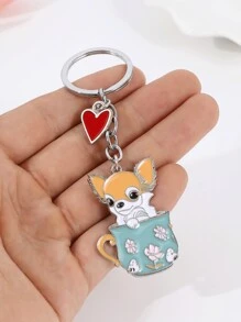 1pc Poodle Shaped Zinc Alloy Keychain Pendant, Cute & Versatile, Can Be Hung On Bags - Multicolor - View 1