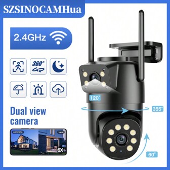 Schwarze 1PCS-1440p-Überwachungskamera für den Außenbereich, kabellos, 2K 2,4 GHz-Funknetzwerkkamera für Heimüberwachungssystem, 360° PTZ-Farbnachtsicht, Haustierkamera für den Innenbereich mit mobiler Anwendung, intelligente Bewegungserkennung und intelligenter Push-Alarm, Bewegungssensor, Überwachungskamera für Zuhause/Büro, perfektes Geschenk für verschiedene Feiertage.