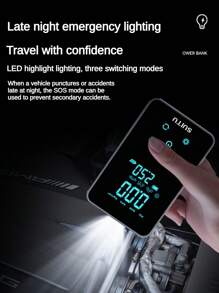 150 PSI 便携式汽车轮胎充气机（带空气压缩机）、3000A 峰值便携式汽车应急启动电源、12V 汽车电池增压器（带 LED 灯） - 彩色 - 查看 8