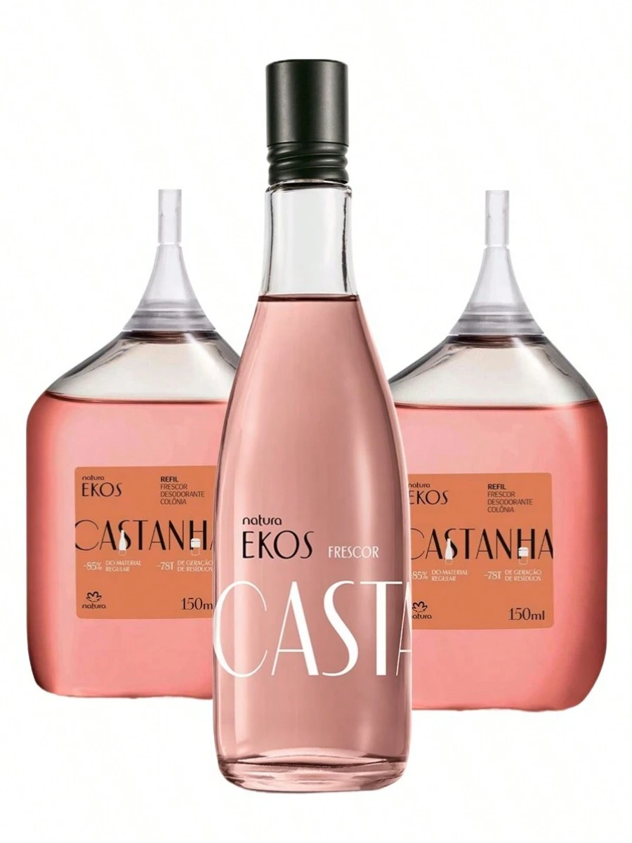 Ekos Frescor Castanha - Natura Women's Perfume 150ml - Choose Yours: Regular Cologne, Refill Or Kits - [套件] 栗子新鮮度 1 顆普通 + 2 顆補充 - 查看 1