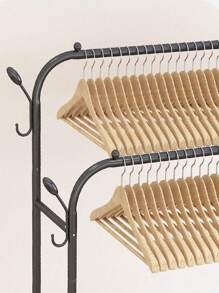 Perchero para Ropa,Barra de ropa de doble poste,Rack Ropa Perchero De Piso Organizador Closet Para Colgar, Sombreros, zapatos,Cajas de Almacenamiento, Bolsos - Negro - Ver 5