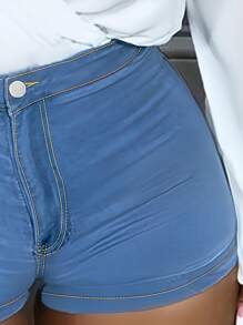 Womens High Waisted Stretchy Denim Dressy Sexy Butt-Lifting Shorts