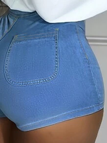Womens High Waisted Stretchy Denim Dressy Sexy Butt-Lifting Shorts