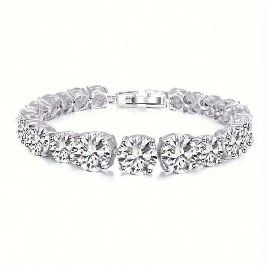 Sparkling Moissanite Tennis Bracelet, 925 Silver, GRA Certified, Comes With Gift Box, Perfect For Christmas And Birthdays - 85,0 carat - Xem 1