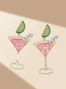 2pcs Fashionable Luxury Alloy Oil Drop Inlaid Cocktail Party Earrings, Elegant High-Quality Versatile Earrings For Women