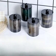 1st houder dispenser voor badkamer bus opslag organisatie, ijdelheid make-up organizer, voor bal, reinigingsstaafje, rondjes, floss picks.(zwart)