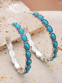 42/2/8 Stücke einfacher Blumen & Tropfen Vintage Türkis Ring, Ohrringe Set, Schmuckset für Frauen, Feiertage, Date, tägliches Partytragen