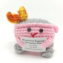Creative Crochet Plush Gift, Cute Mini Desktop Decor, Comes With Positive Card, Room Decoration, Suitable As Encouragement Gift For Friends And Colleagues, Christmas And Halloween Gift