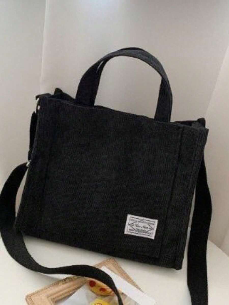Women's Square Velvet Crossbody Bag [6004] - 黑色 - 查看 1