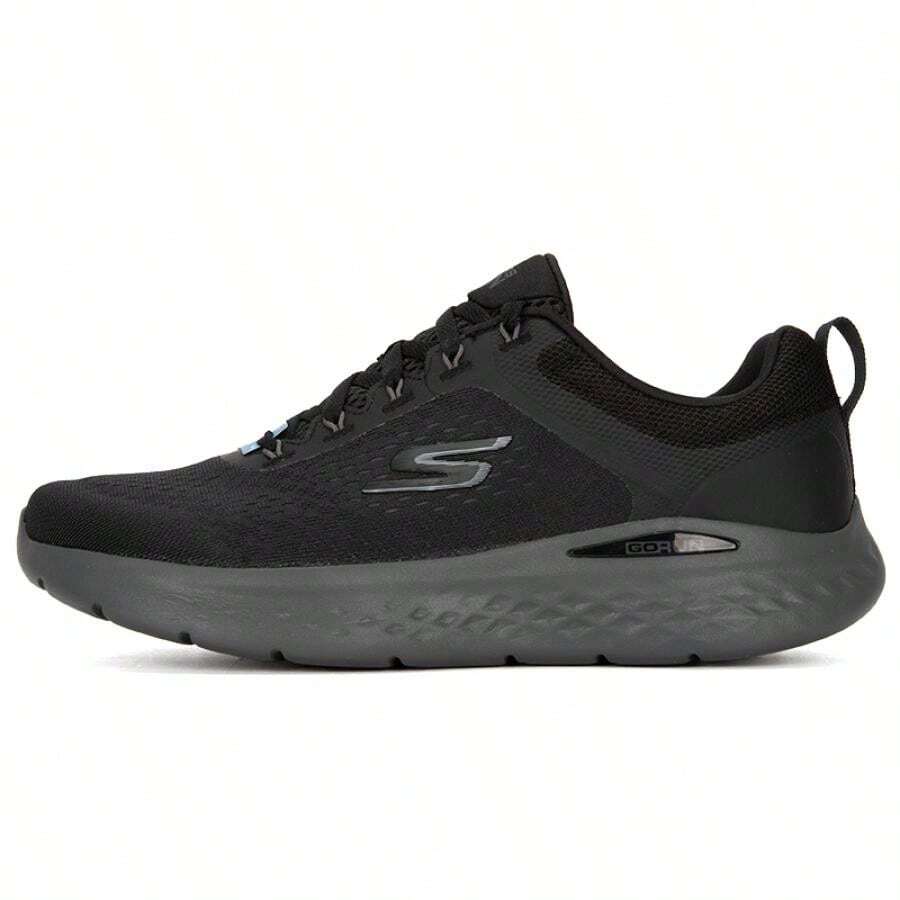Skechers 男士 Go Run Lite 缓震回弹轻便舒适跑步鞋,柔软透气鞋底休闲通勤运动鞋,220894-BKCC - 黑色/炭灰色 - 查看 1