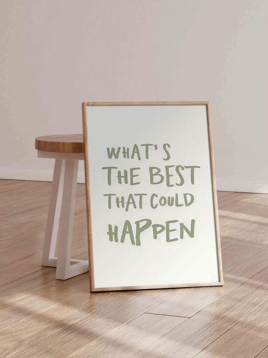 1PC Inspirational 'What's The Best That Could Happen?' Quote Poster - Frameless, Self-Love Motivational Art Print For Bedroom & Dorm Decor, Minimalist Canvas Wall Art,Unframed