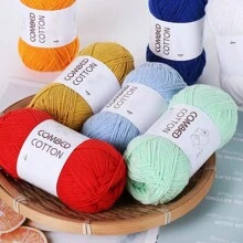 4 件，材质：60% 棉，40% 腈纶，重量：42 克/捆，加捻精梳棉纱，DIY 手工编织毛衣、钩针编织、毛绒玩具、围巾等手工艺品 - 彩色 - 查看 12