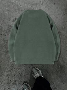 Unisex Graphic Knit Sweater, Loose Fit, Streetwear Style, Round Neck, Suitable For Spring, Autumn, Winter