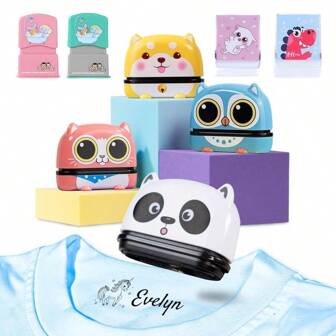 1 sello personalizado con nombre, sello de dibujos animados con estilos de panda, Shiba Inu, gato rosa y búho, sello para uniforme escolar, sello personalizado con nombre de niños, sello para etiquetas de ropa, sello para tela, etiqueta personalizada para niños con diseños lindos y kawaii, regalos únicos, regalos para bebés, moda para niños pequeños, regalos ideales para él, familia, amigos, hija, hijo, ella, para el Día del Niño y vuelta al colegio