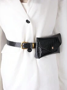 Cinturón de cuero con textura de cocodrilo estilo vintage Y2K para mujer, rojo, accesorio moderno, nuevo diseño 2024 para verano, escuela, otoño, Halloween